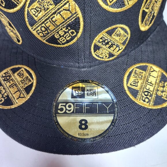 New Era 59FIFTY Hat Cap All-Over Sticker Embroidery Patch Fitted Size 8 - Picture 2 of 9